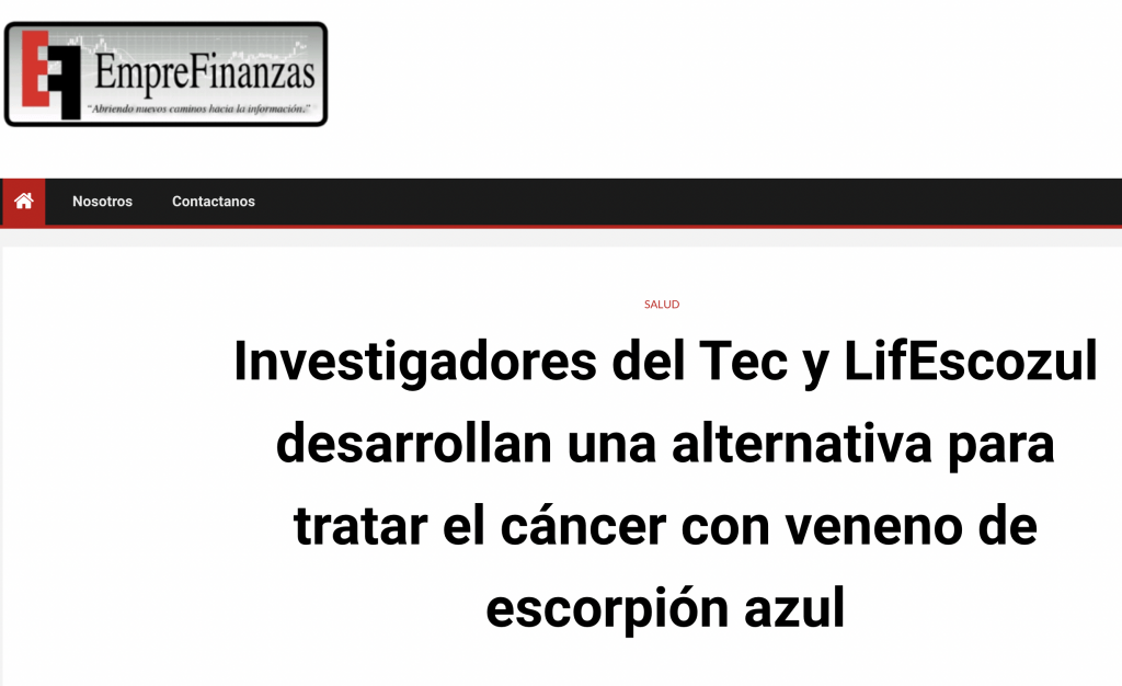 Investigadores del Tec y LifEscozul desarrollan una alternativa para tratar el cáncer con veneno de escorpión azul
